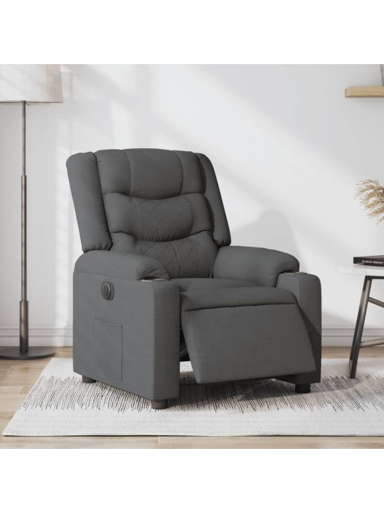 Elektrické polohovací křeslo tmavě šedé textil