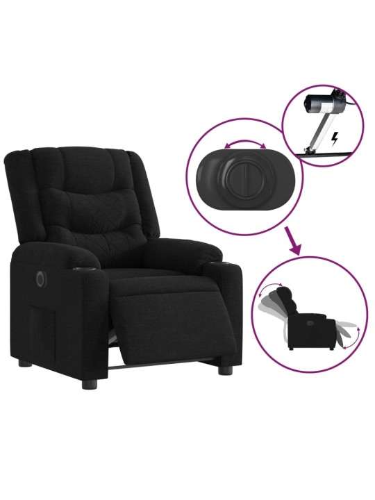 Elektrické polohovací křeslo černé textil