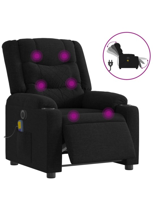 Elektrické masážní polohovací křeslo černé textil