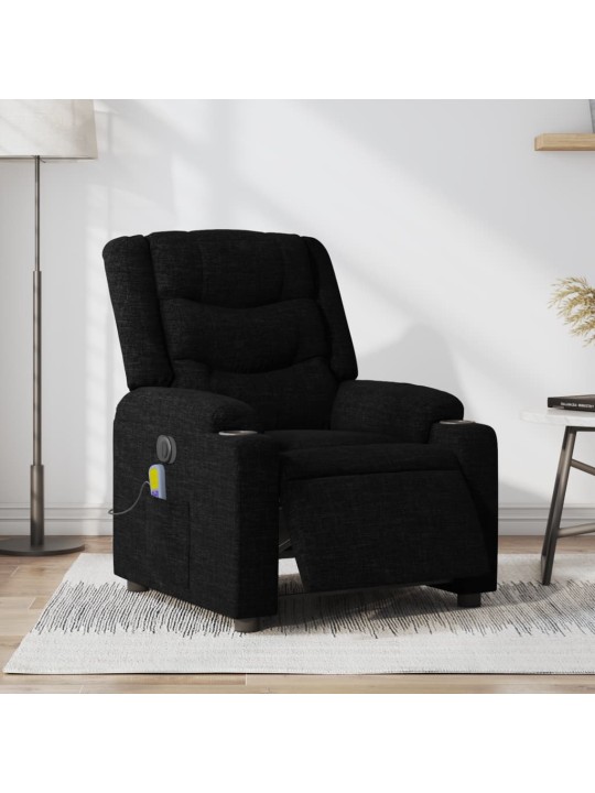 Elektrické masážní polohovací křeslo černé textil