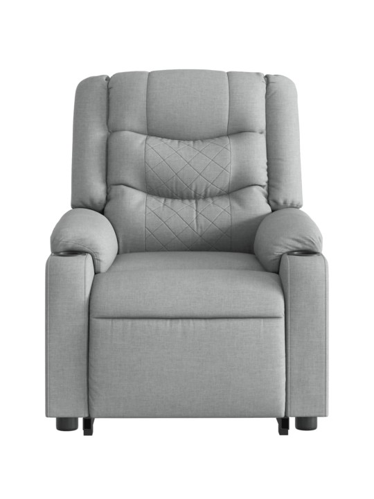 Zvedací polohovací křeslo světle šedé textil