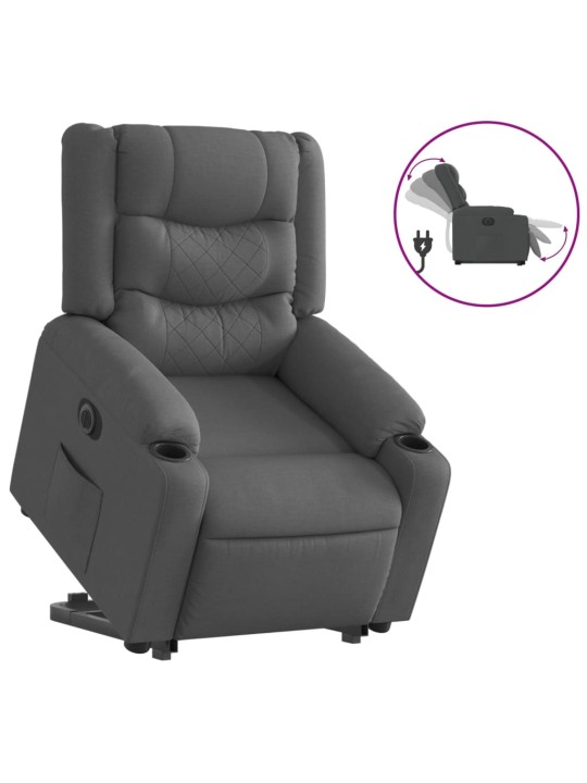 Elektrické zvedací polohovací křeslo tmavě šedé textil