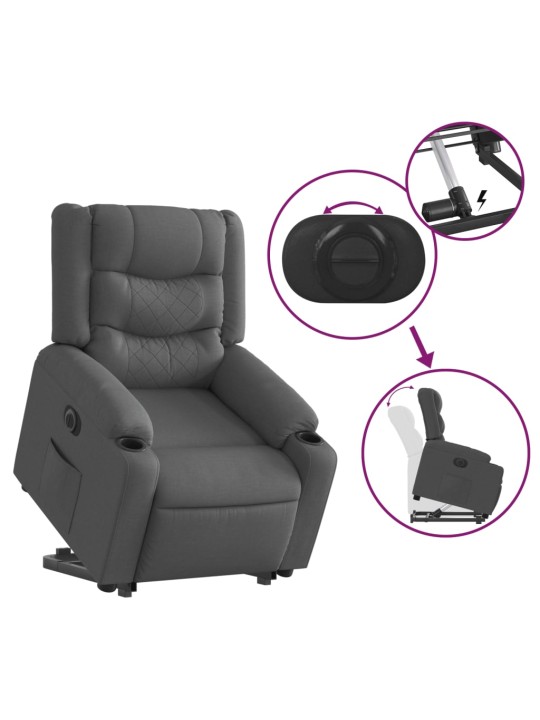 Elektrické zvedací polohovací křeslo tmavě šedé textil