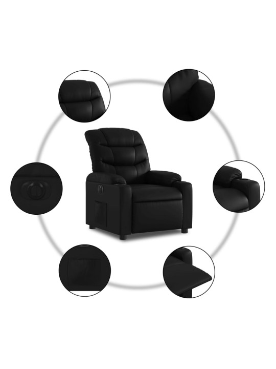 Elektrické polohovací křeslo černé umělá kůže