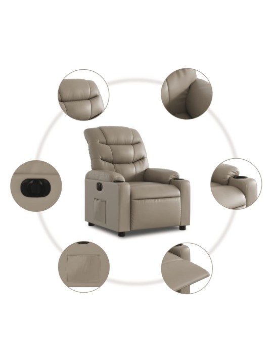 Elektrické polohovací křeslo cappuccino umělá kůže