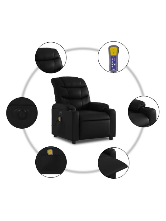 Elektrické masážní polohovací křeslo černé umělá kůže