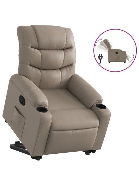 Elektrické zvedací polohovací křeslo cappuccino umělá kůže