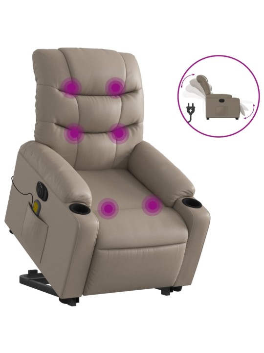 Elektrické zvedací masážní polohovací křeslo cappuccino koženka