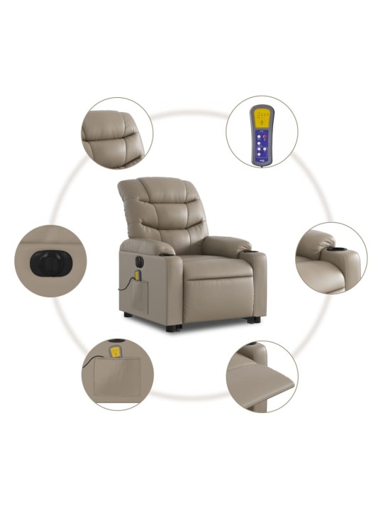 Elektrické zvedací masážní polohovací křeslo cappuccino koženka