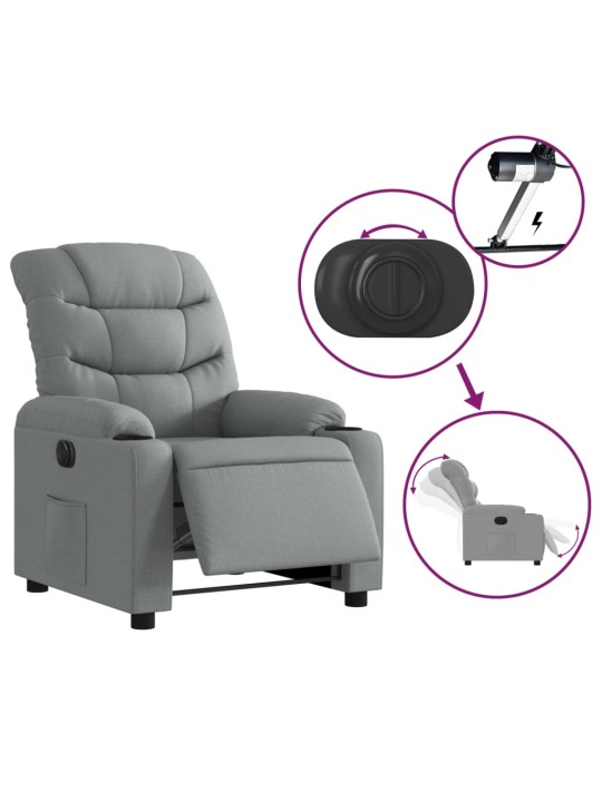 Elektrické polohovací křeslo světle šedé textil
