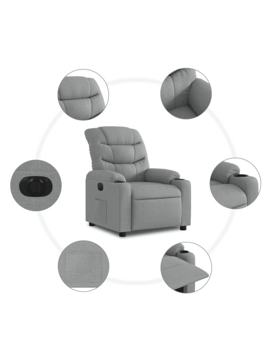 Elektrické polohovací křeslo světle šedé textil