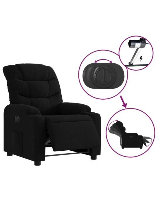 Elektrické polohovací křeslo černé textil