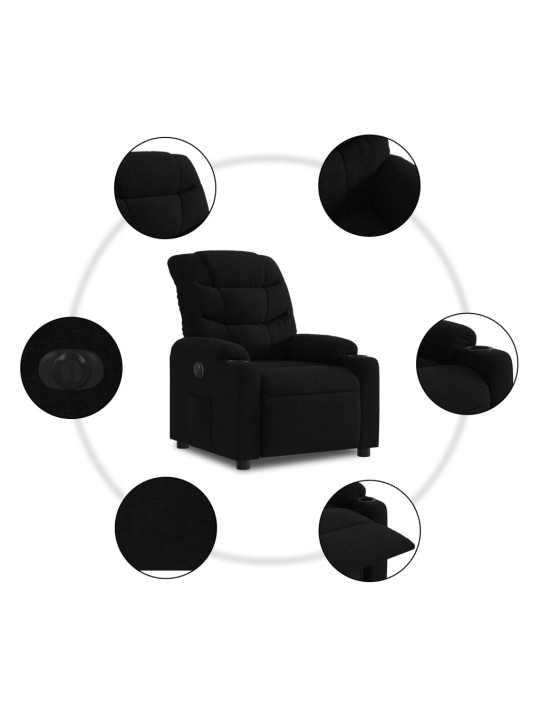 Elektrické polohovací křeslo černé textil