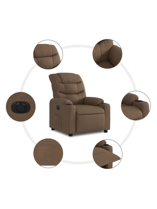 Elektrické polohovací křeslo hnědé textil