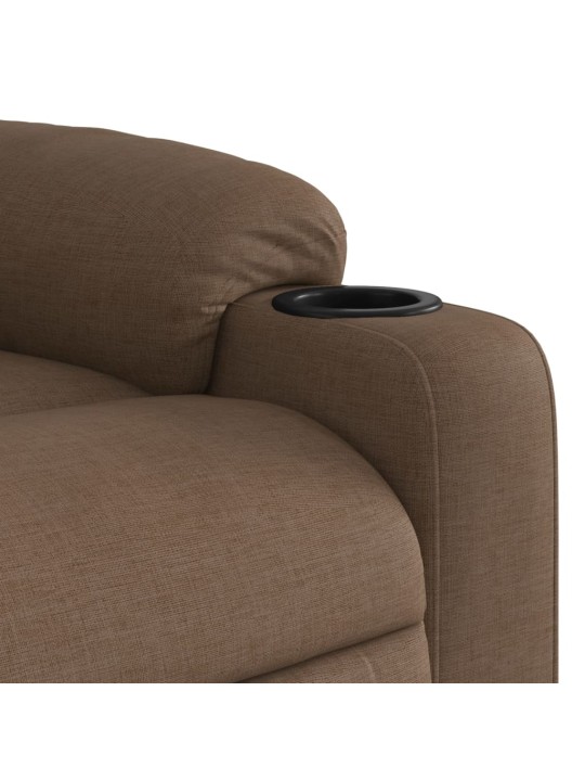 Elektrické polohovací křeslo hnědé textil