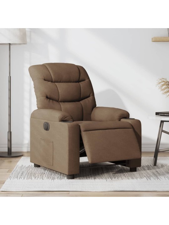 Elektrické polohovací křeslo hnědé textil