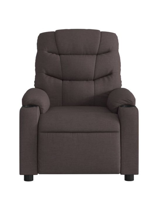 Elektrické polohovací křeslo tmavě hnědé textil