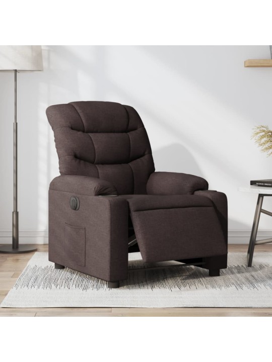 Elektrické polohovací křeslo tmavě hnědé textil