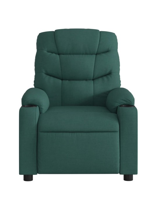 Elektrické polohovací křeslo tmavě zelené textil