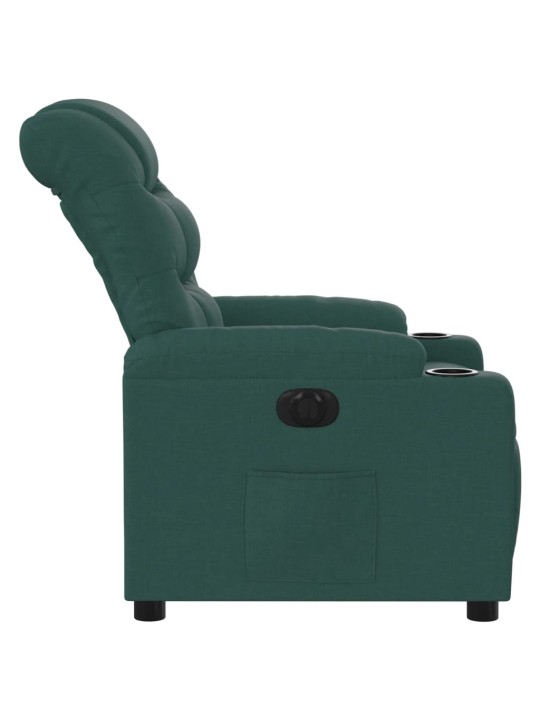Elektrické polohovací křeslo tmavě zelené textil