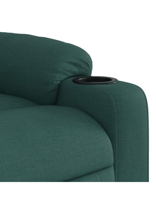 Elektrické polohovací křeslo tmavě zelené textil