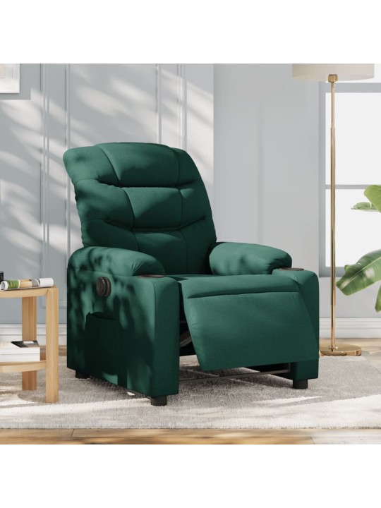 Elektrické polohovací křeslo tmavě zelené textil