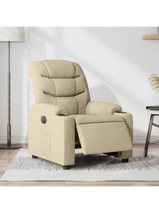 Elektrické polohovací křeslo krémové textil