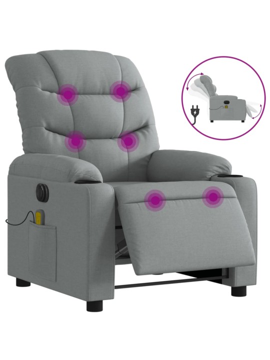 Elektrické masážní polohovací křeslo světle šedé textil