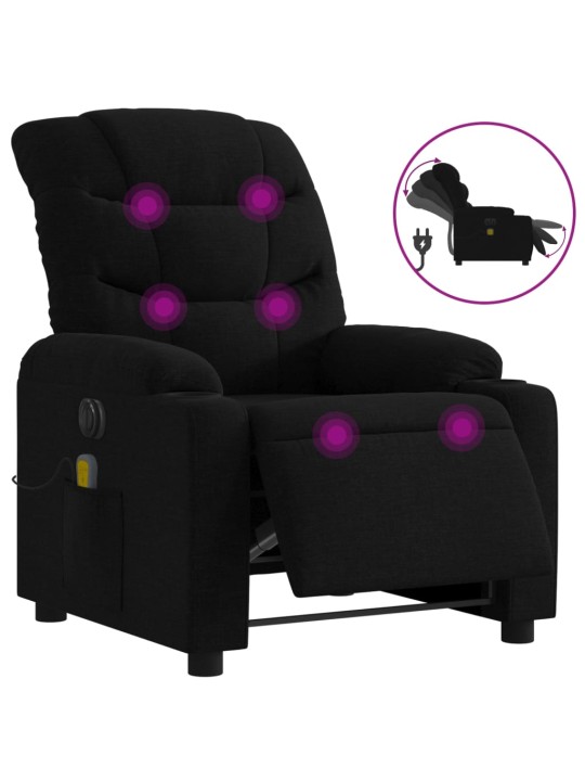 Elektrické masážní polohovací křeslo černé textil