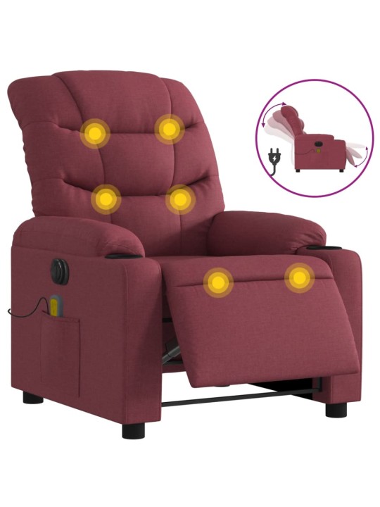 Elektrické masážní polohovací křeslo vínové textil