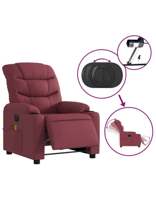 Elektrické masážní polohovací křeslo vínové textil