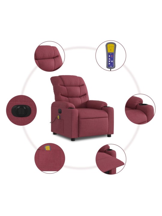 Elektrické masážní polohovací křeslo vínové textil