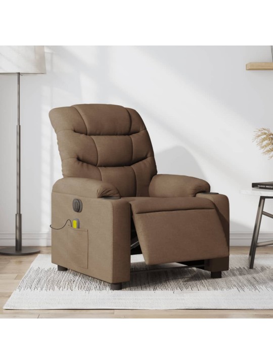 Elektrické masážní polohovací křeslo hnědé textil