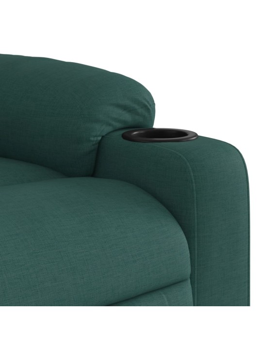 Elektrické masážní polohovací křeslo tmavě zelené textil