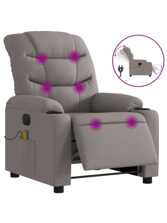 Elektrické masážní polohovací křeslo taupe textil