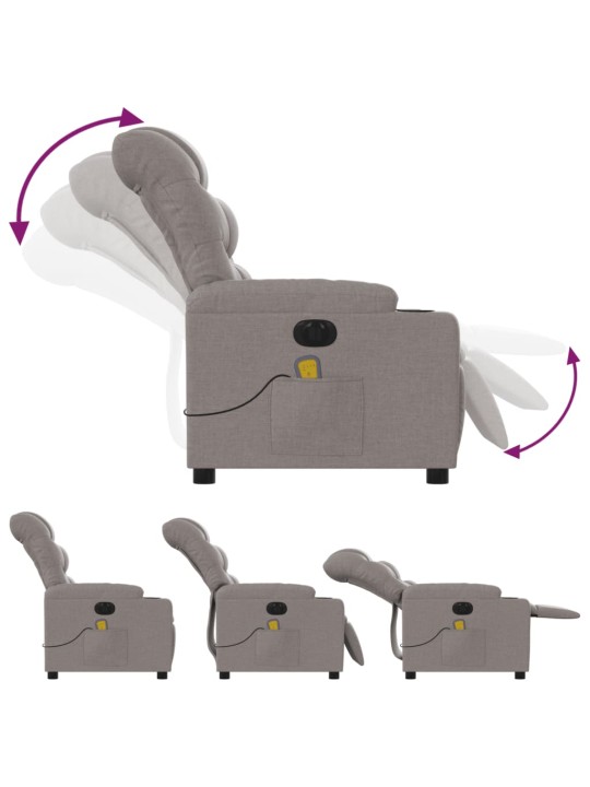 Elektrické masážní polohovací křeslo taupe textil