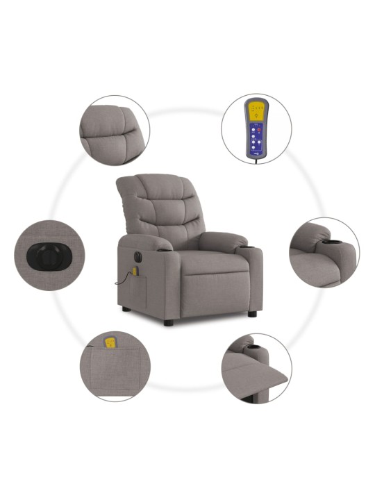 Elektrické masážní polohovací křeslo taupe textil
