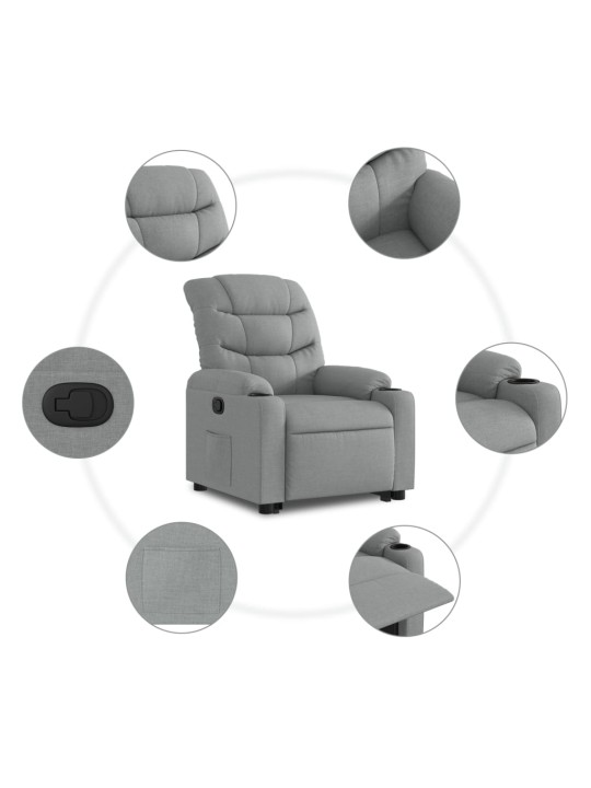 Zvedací polohovací křeslo světle šedé textil