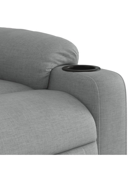 Zvedací polohovací křeslo světle šedé textil