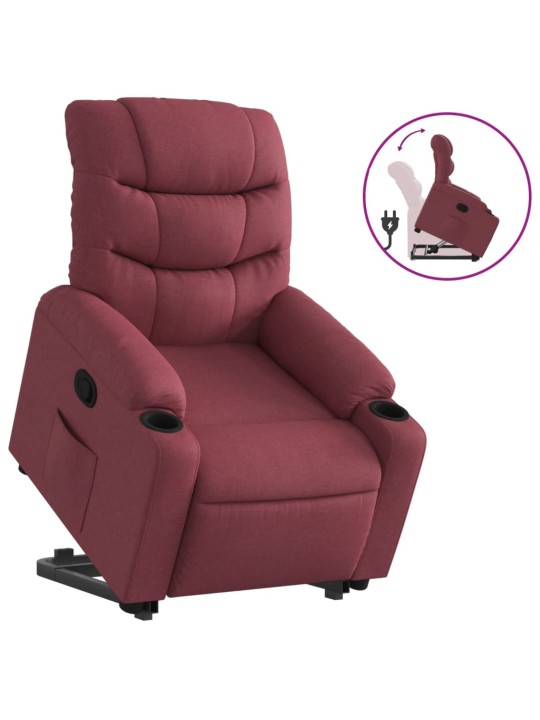 Zvedací polohovací křeslo vínové textil