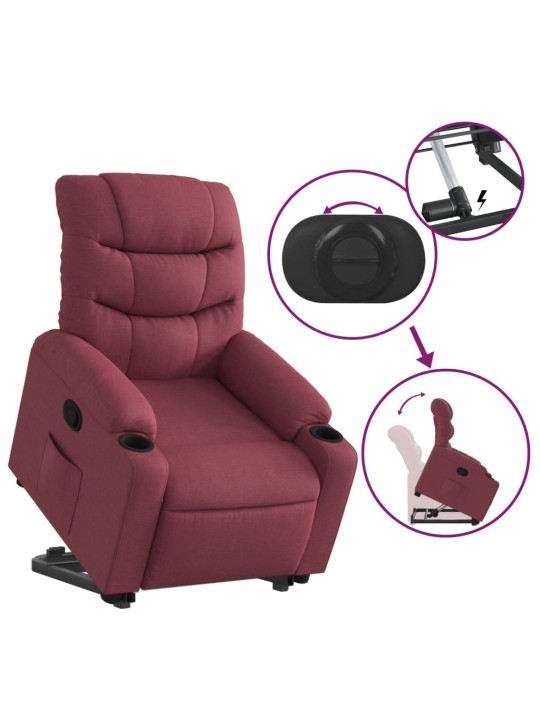 Zvedací polohovací křeslo vínové textil