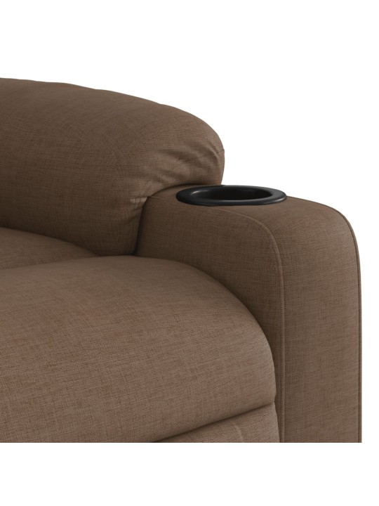 Zvedací polohovací křeslo hnědé textil