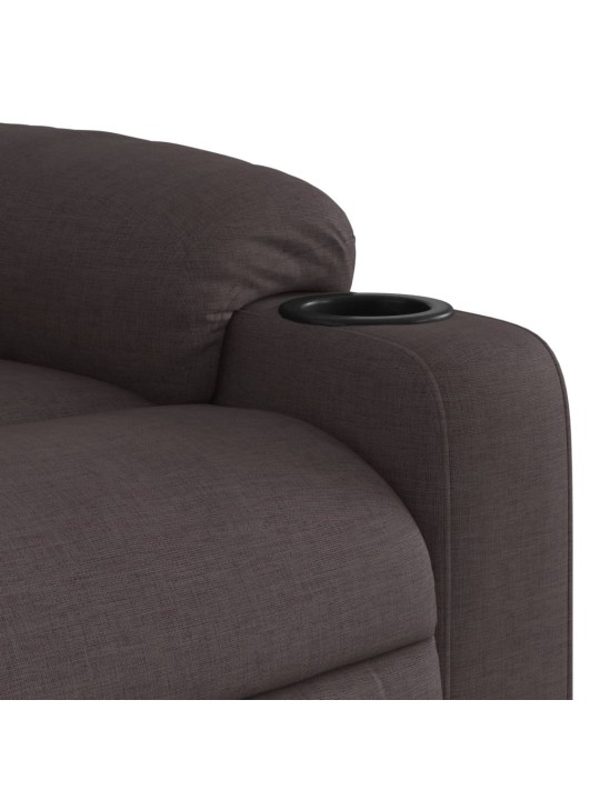 Zvedací polohovací křeslo tmavě hnědé textil