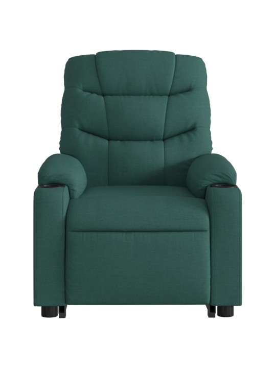 Zvedací polohovací křeslo tmavě zelené textil