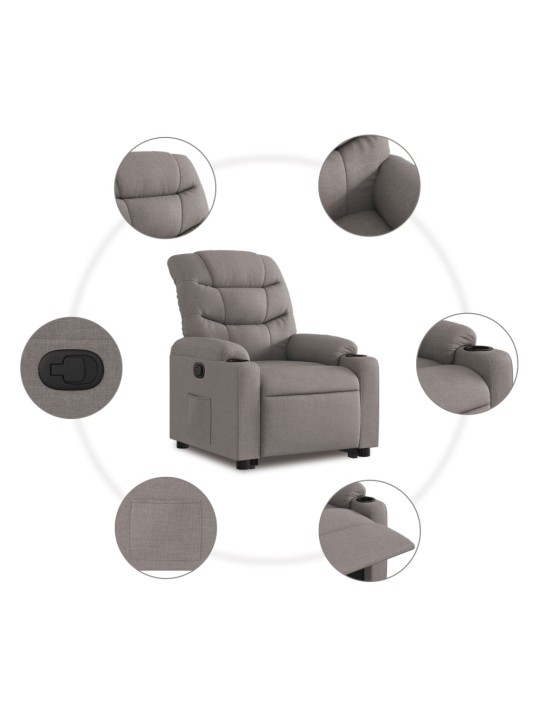 Zvedací polohovací křeslo taupe textil