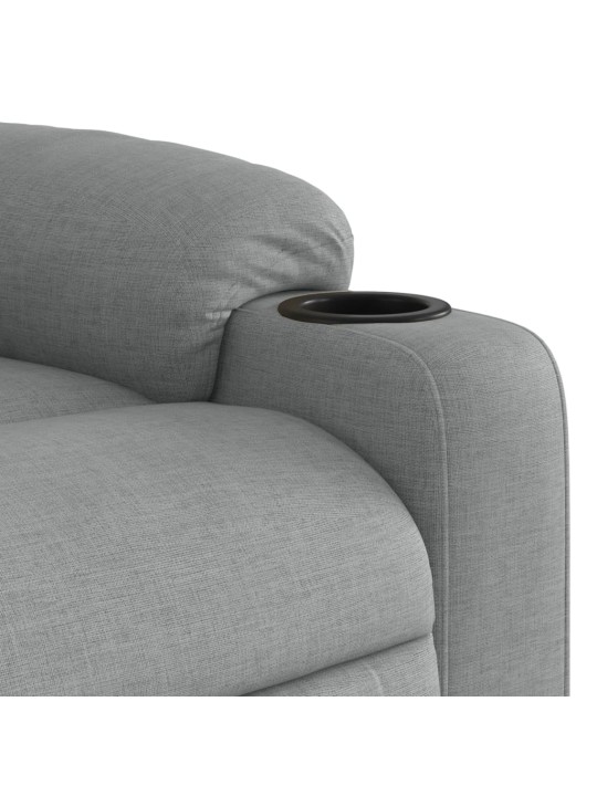 Zvedací masážní polohovací křeslo světle šedé textil
