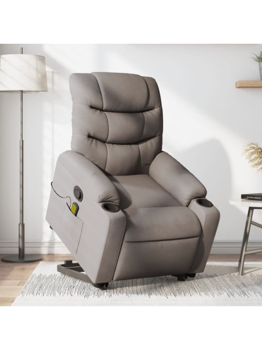 Zvedací masážní polohovací křeslo taupe textil