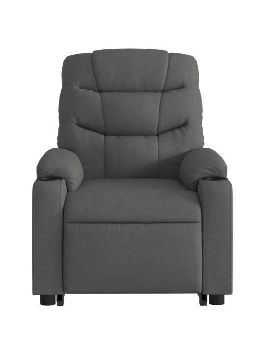 Elektrické zvedací polohovací křeslo tmavě šedé textil
