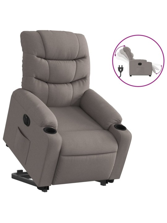 Elektrické zvedací polohovací křeslo taupe textil