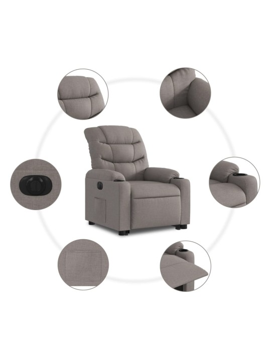 Elektrické zvedací polohovací křeslo taupe textil